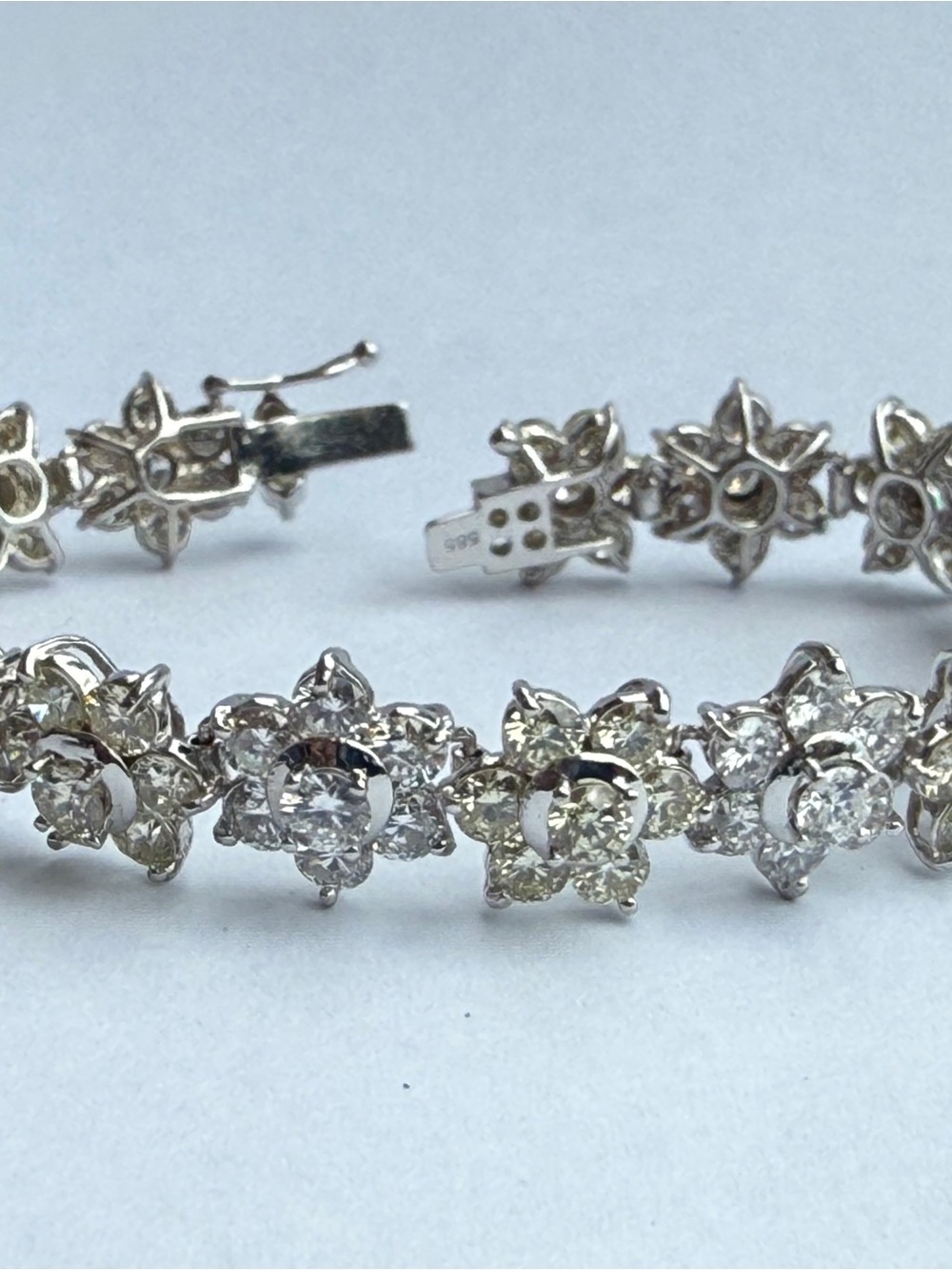 13 Carat White Gold Floral Tennis Bracelet